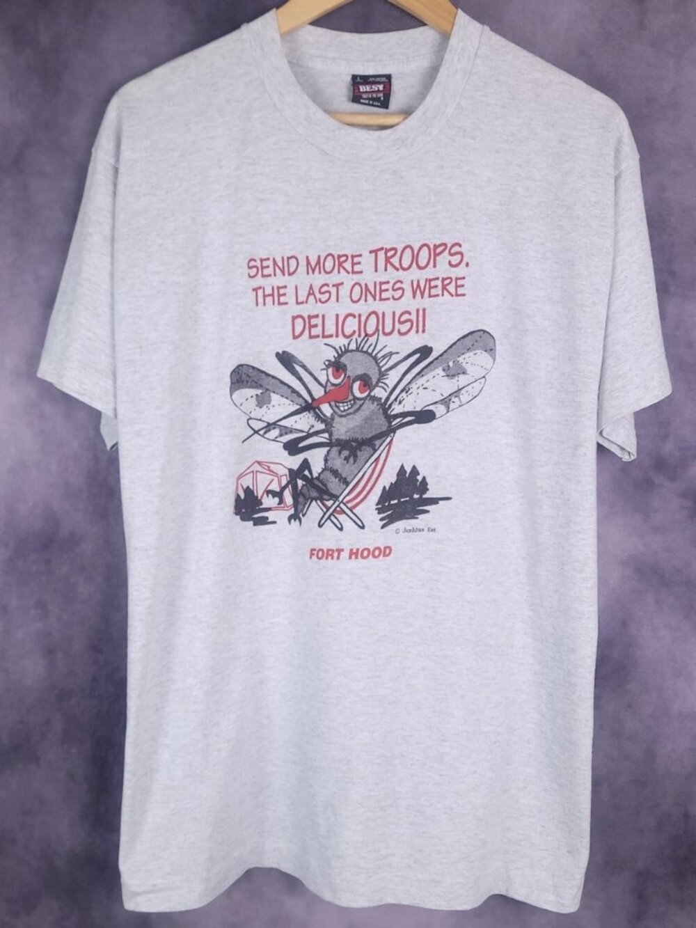 Vintage 80s Fort Hood Army Texas mosquito shirt